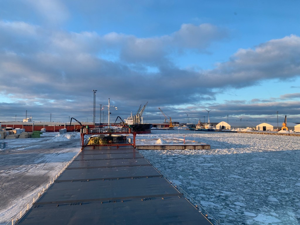 The ship is ready for loading early morning the next day