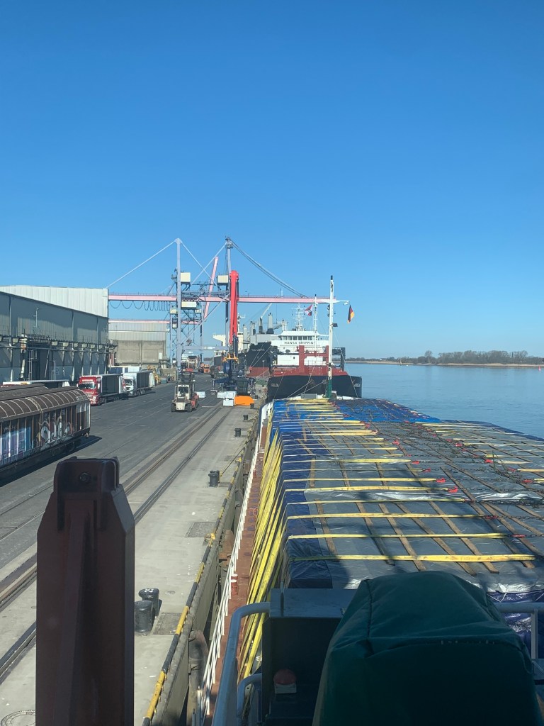 Ruyter alongside in Brake, lashings still need to be taken off