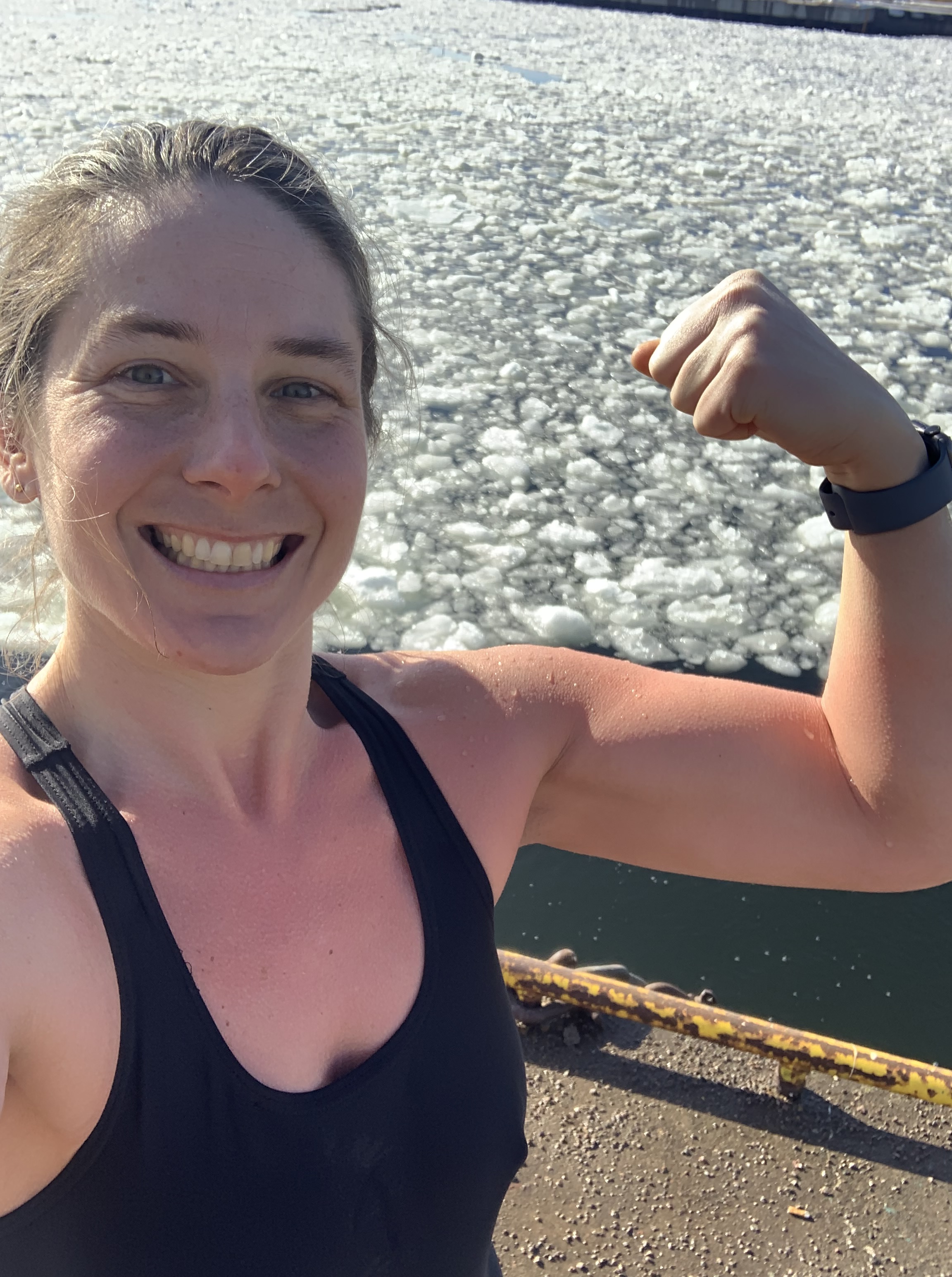 Happy chief officer after swimming in the ice!