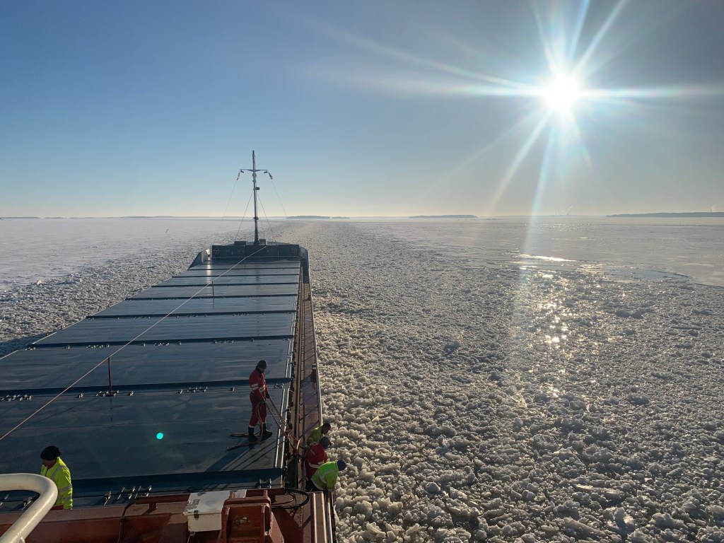 Taking in the pilot ladder after the Pilot disembarkation